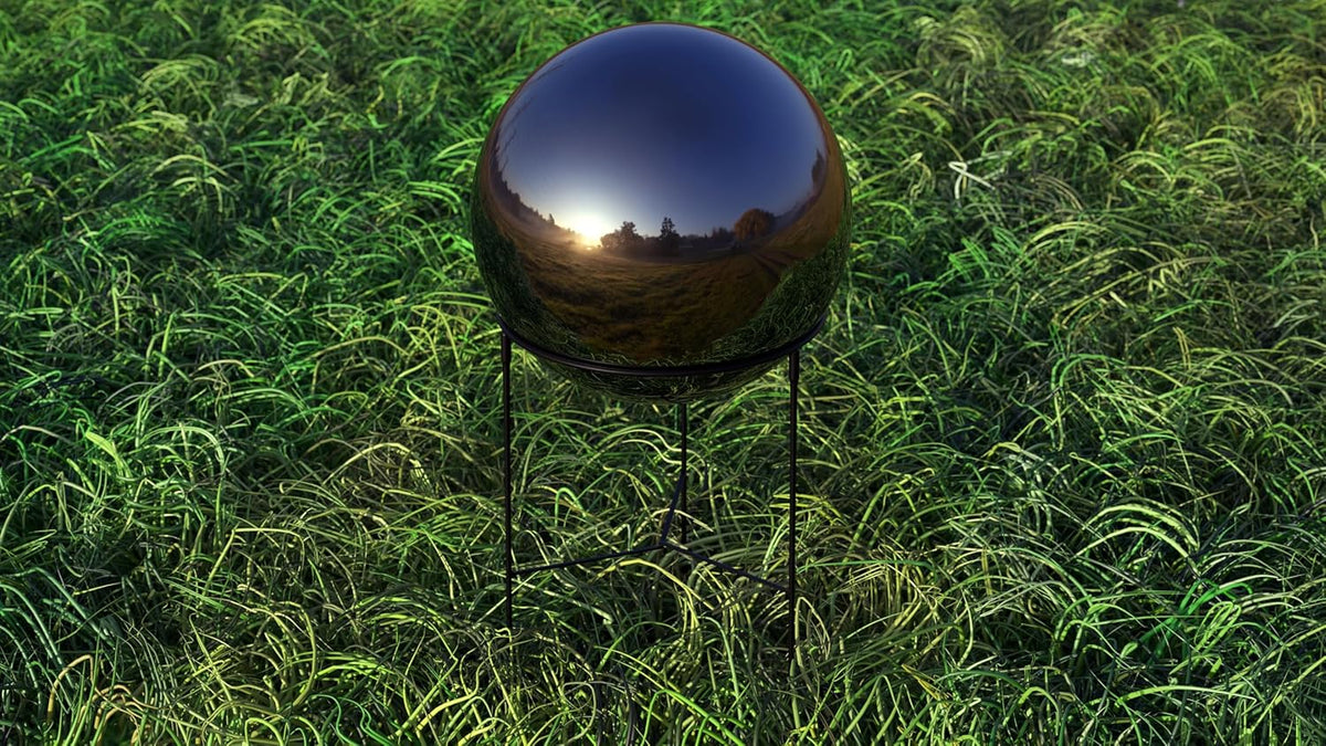 Lulu Decor, Titanium Stainless Steel Gazing Mirror Ball Size 12 with Stand