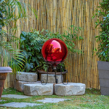 Alpine Corporation 10" Diameter Indoor Outdoor Glass Gazing Globe Yard Decor, Red