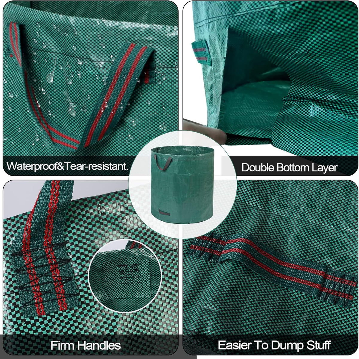 3 Pack 137 Gallons Reusable Yard Waste Bags with Double Bottom Extra Large Leaf Lawn Bags Reusable