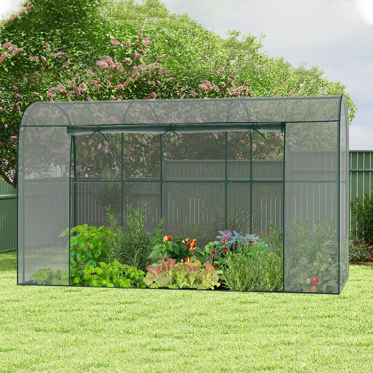 SUNYRISY Garden Plant Netting Crop Cage for Garden Raised Bed, 9.8 x 3.3 x 6 Ft Plant Cover Cage