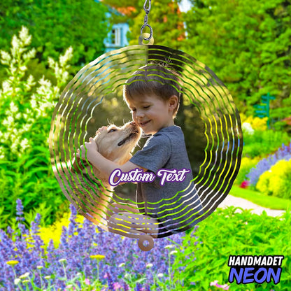 Personalized Dog Memorial with Photo Wind Spinner Metal Outdoor Art, Custom Picture Colorful 3D