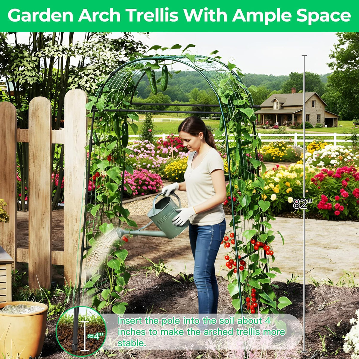 Garden Arch Trellis for Climbing Plants, 82 Inch Tall Grape Trellies for Outdoor,Flower Vegetable