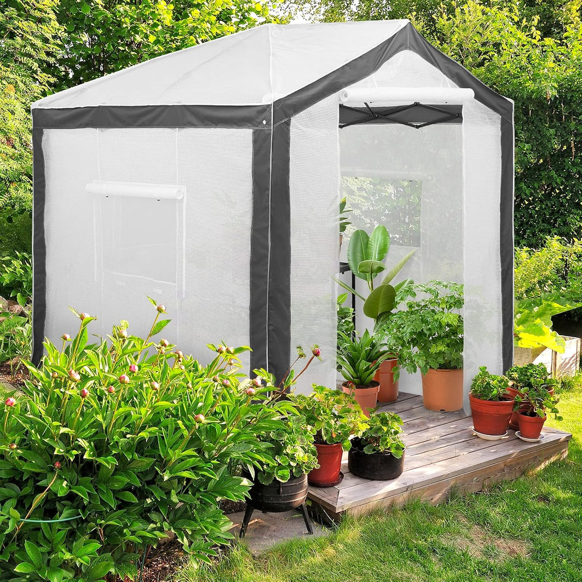 EAGLE PEAK 8x8 Portable Walk in Greenhouse with Polyester Reinforced Corners, Heavy Duty Instant
