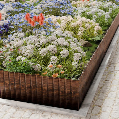 SnugNiture 3 Rolls Corrugated Metal Garden Edging,8" x 20' Landscape Edging Border,Sturdy Metal