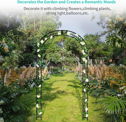 SCENDOR 48.8" W x 83.8" H Garden Arch, Black Sturdy Metal Iron Arbor, Courtyard Cast Trellis for
