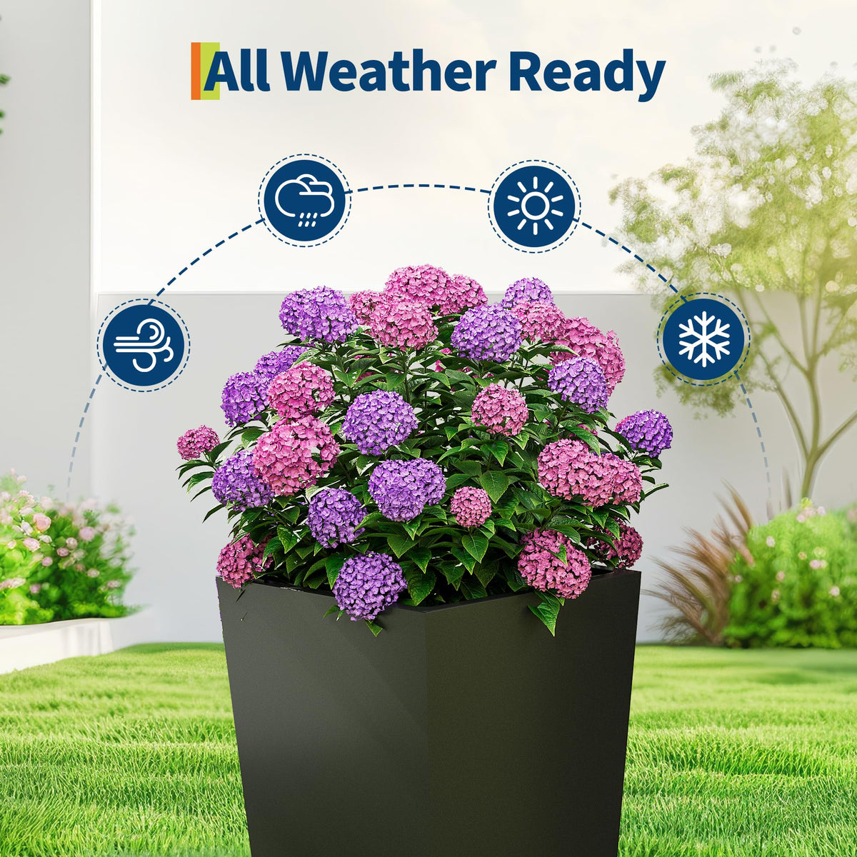 Garvee 22.5" Tall Planters Set of 2, Outdoor＆Indoor Planter Pots