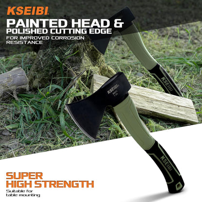 KSEIBI Hatchet with Sheath, Camping Axe for Splitting and Kindling Wood, Forged Steel Blade with