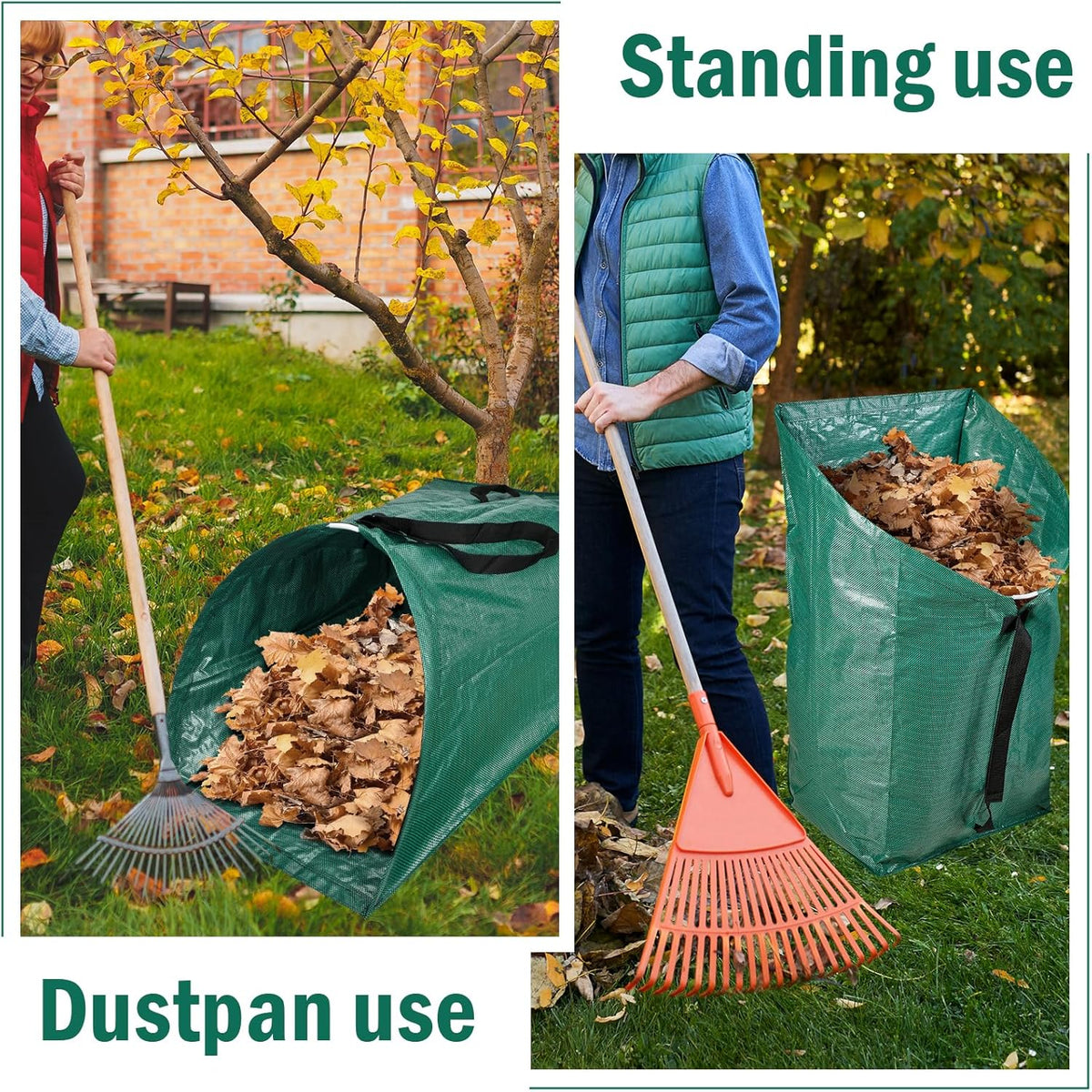 2 Pack 60 Gallon Leaf Collector,Collapsible Lawn & Leaf Bag,Heavy Leaves Pick up Tool Reusable Yard