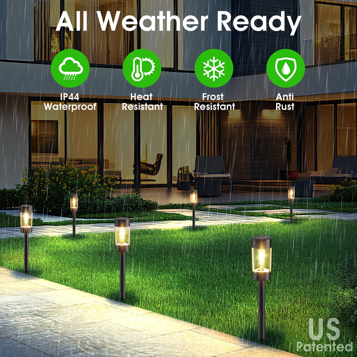 Eyrosa Solar Lights Outdoor, 12 Pack Waterproof Solar Landscape Lighting for Pathway Garden Yard