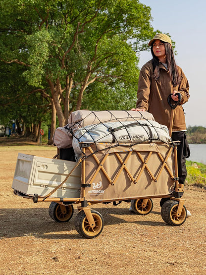 Whitsunday Collapsible Folding Wagon Heavy Duty Utility Beach Wagons with Opened Tailgate and