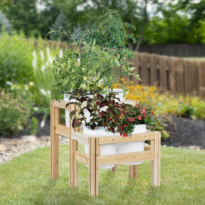 Greenes Fence Two-Tiers Four Bucket Elevated Cedar Wood Garden Frame, 30 in. x 28 in. x 30 in.