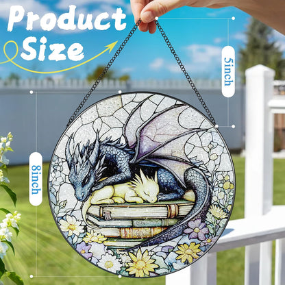 Stained Glass Window Hanging, 8 Inch Dragon Stained Glass Suncatcher, Dragon Decor, Home Decor for