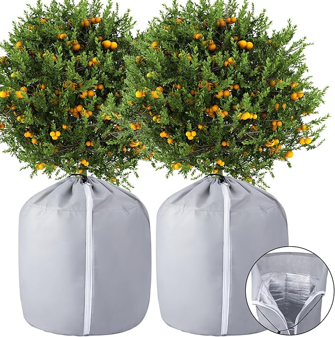 Tlswshsy 2PCS Plant Winter Protection Pot - 27.6" x 25.6" Flower Pot Protection Bag - Anti-Frost