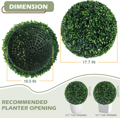 Ogrmar 2 PCS 17.7 inch 2 Layers Artificial Plant Topiary Ball Faux Boxwood Decorative Balls for