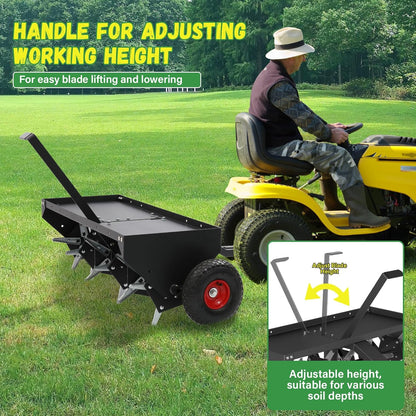 Doniks 48-Inch Tow Behind Lawn Plug Aerator with Universal Hitch, Lawn Aerator Tow Behind with 30