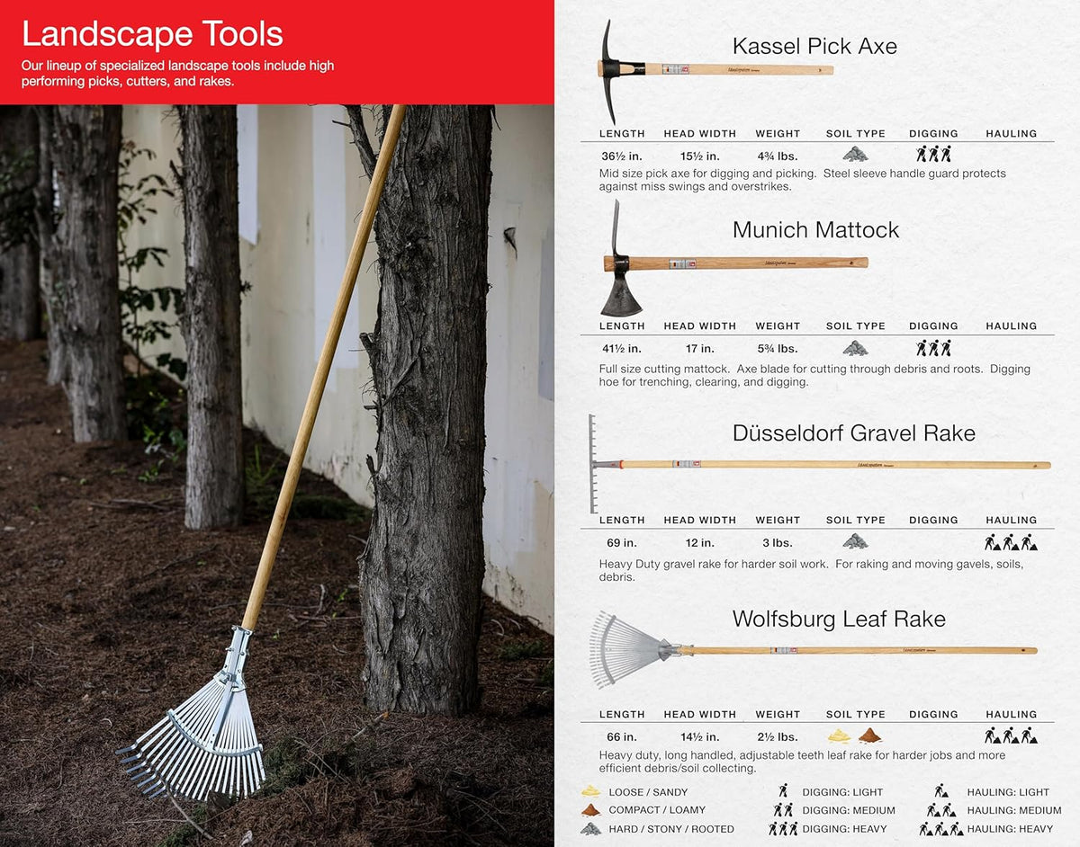 IDEALSPATEN - Made in Germany Since 1899 - Wolfsburg Leaf Rake Professional Heavy Duty Adjustable
