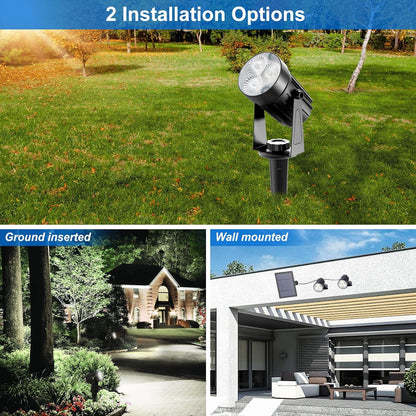Solar Spot Lights Outdoor, Solar Landscape Spotlights IP65 Waterproof 9.8ft Cable, Auto On/Off