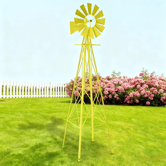 8FT Windmill for Yard Garden Decoration with Weather Vanes，Heavy Duty Outdoor Wind Mills, Large