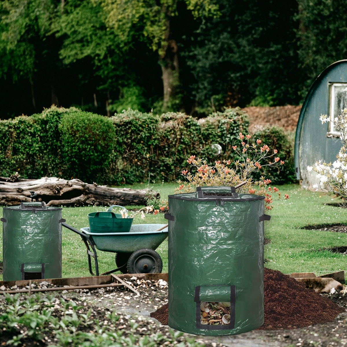 Large Compost Bin Bags,Garden Compost Bin Bags 80 Gallon(300L) Outdoor Collapsible Garden Yard