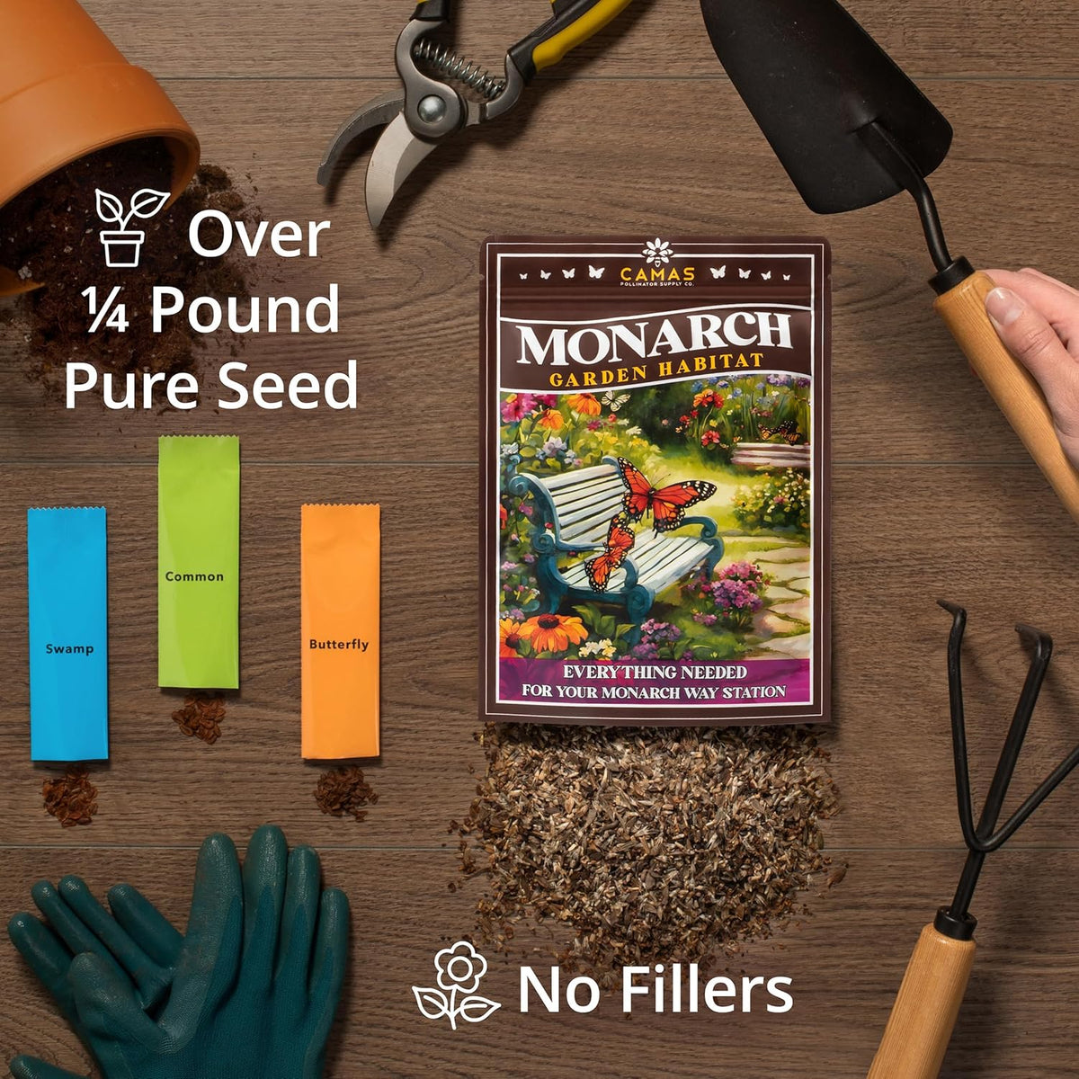 Monarch Butterfly Garden Kit with Milkweed Seeds–Perennial Flower Seeds to Plant Outside| 1/4 Pound