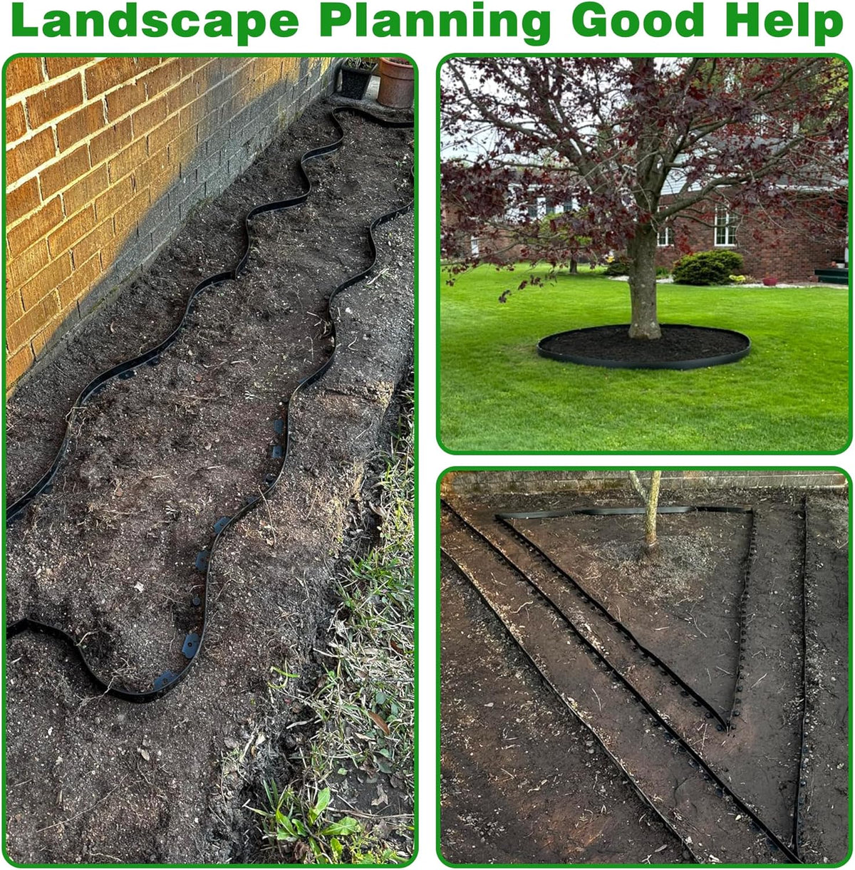 Landscape Edging Border 33 FT 4 Inch Tall with 60 Spikes, Plastic Edging for Landscaping, Garden