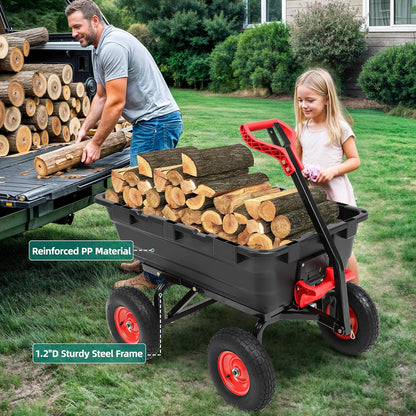 1200lbs Garden Dump Cart,Ultym Heavy Duty 7 Cu.Ft Trailer Dump Cart with Hitch,Garden Dump Wagon