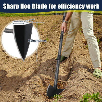 Professional Triangle Hoe with Detachable Shaft - Extra Wide 9.5" Sharpened Blade for Farm/Garden