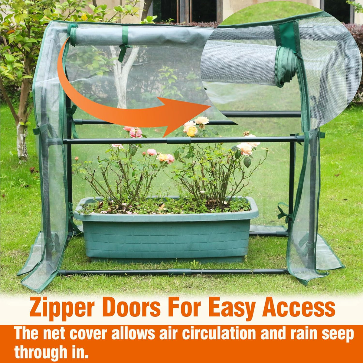Gardzen Mini Greenhouse with Mesh Cover, Portable Outdoor Greenhouse, Enhanced Ventilation, Ideal