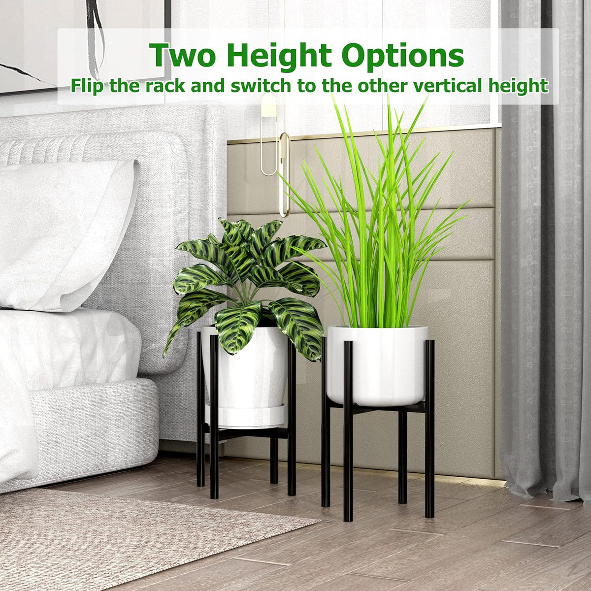 EKNITEY Adjustable Plant Pot Stand: Indoor Outdoor Modern Flower Holder Metal Plant Rack Organizer
