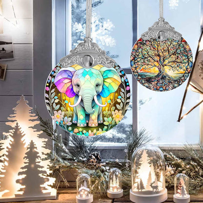 Stained Glass Suncatcher, Jocidea Elephant Ornament, Christmas Ornaments, Holidays Ornaments