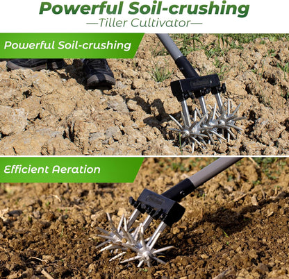 Walensee Rotary Cultivator Garden Tool – Adjustable Hand Tiller for Gardening & Lawn Care with