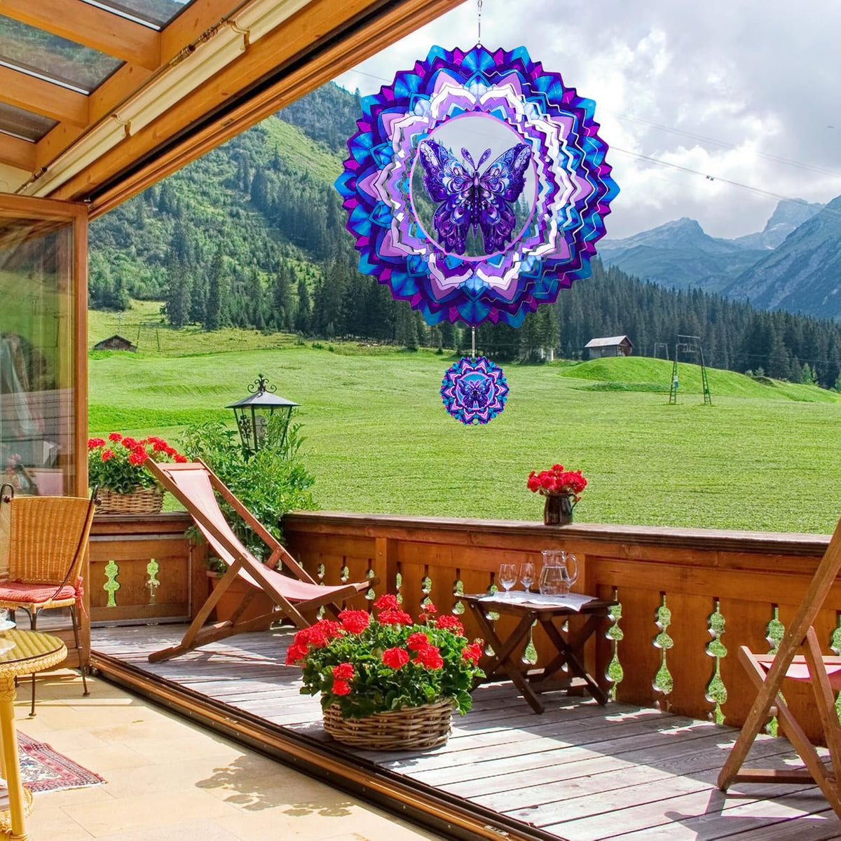 Butterfly Wind Spinner,Hanging Wind Spinners Outdoor for Garden Decoration，12 inch 3D Stainless
