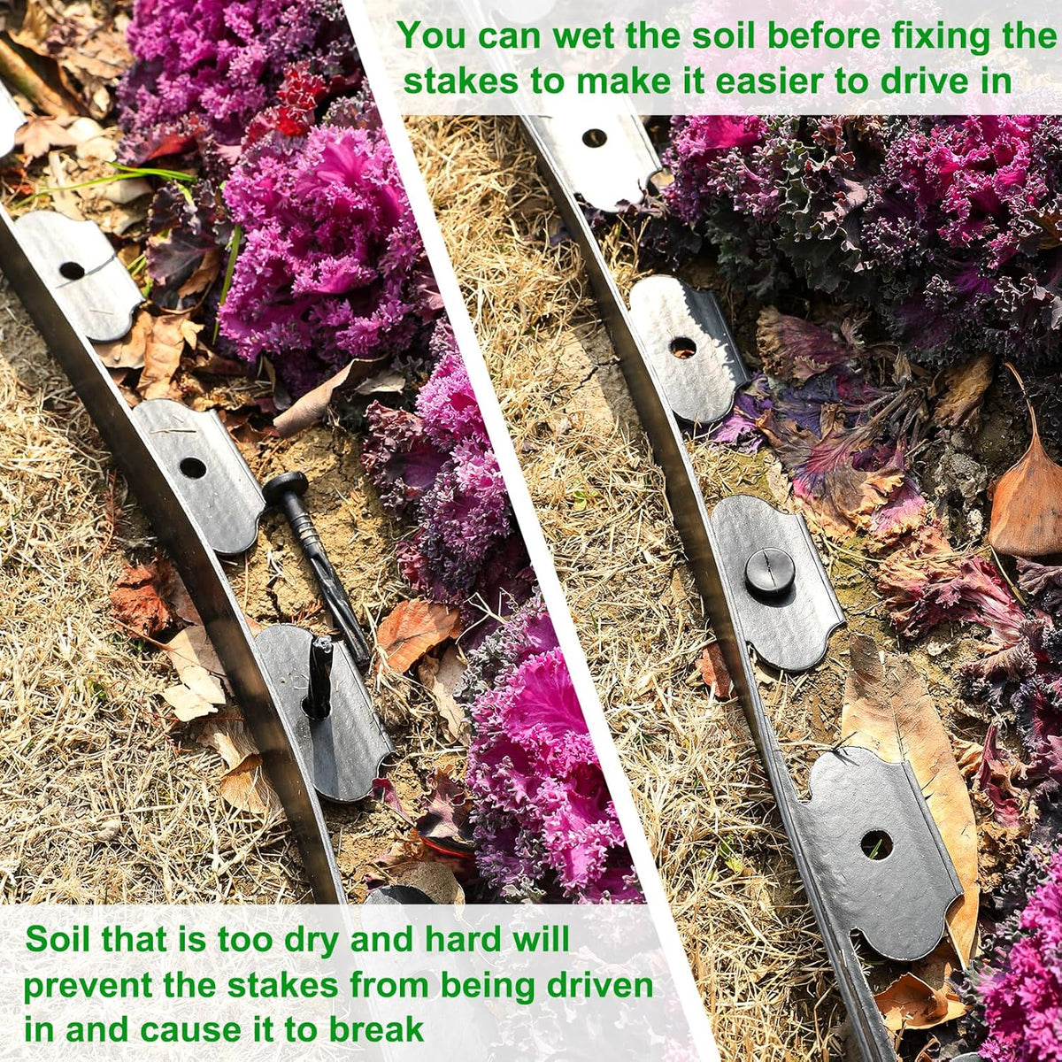 1.5 Inch Garden Edging Border 100FT, Plastic Edging for Landscaping with 120pcs Spikes