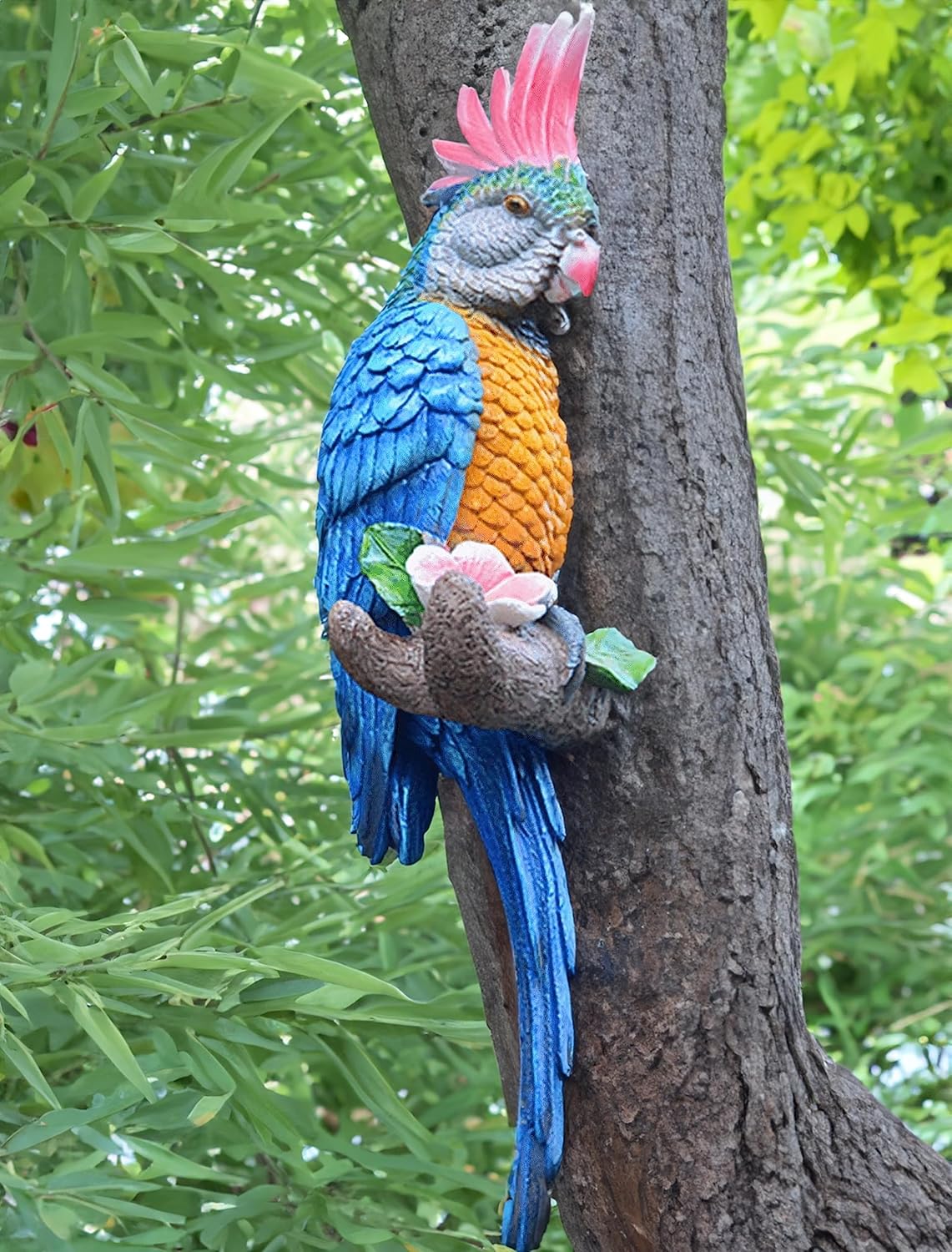 Tropical Hanging Parrot Decor,Real Resin Bird Figurines,Bird Statues,Home Ornament Decor for Tiki
