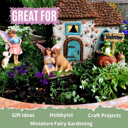 PRETMANNS Fairy House Kit - Fairy Garden Accessories for Outdoor Miniature Village Decor, with