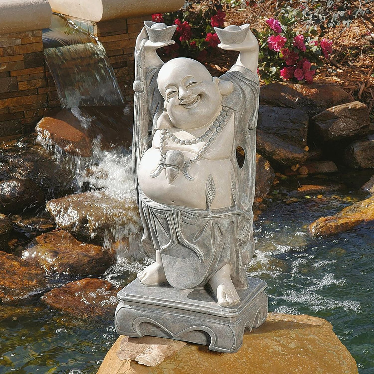 Design Toscano Jolly Hotei Laughing Man Asian Decor Indoor/Outdoor Garden Statue, 26 inches tall