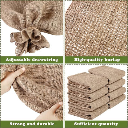 8 Packs Winter Burlap Plant Covers Bags 23.6 x 39.4 Inch Large Burlap Sack Plant Blanket with