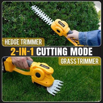 Volbriar 2-in-1 Cordless Pole Hedge Trimmer & Grass Shear, 14FT Reach