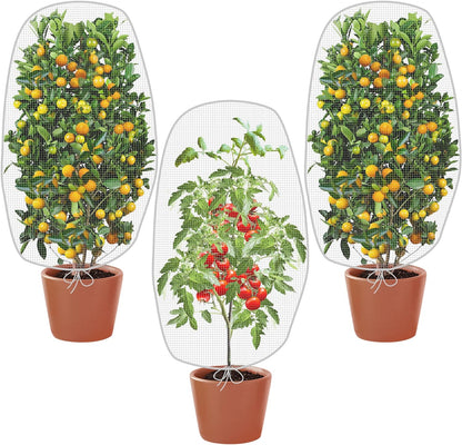 Alpurple 3 PCS Insect Bird Barrier Netting Mesh with Drawstring- 3.2 x 2.6 Feet Fruit Tree