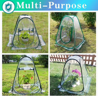 Pop Up Greenhouse Cover Transparent PVC Mini Greenhouse Outdoor with 4 Fixed Nails, Clear Portable