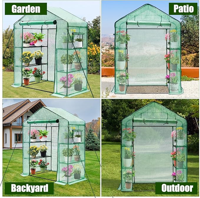 Greengro Greenhouse, 28 x 57 x 76'' Greenhouses for Outdoors, Small Plant Green House with Screen