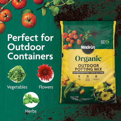 Miracle-Gro Organic Outdoor Potting Mix, for Outdoor Container Plants, Contains Quick-Release