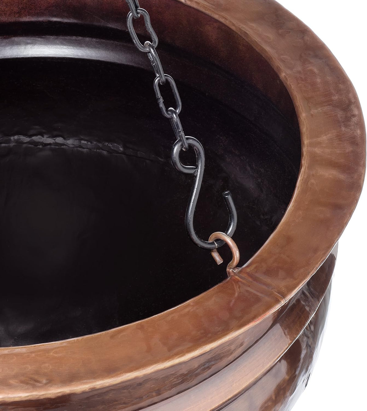 H Potter Hanging Copper Planter with Antique Finish and Chain Outdoor Plant Flower Pot for Home