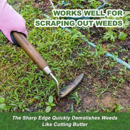 Haliaeetus Gardening Sickle Hoe, Japanese Bent Angle Weeding Sickle, Stainless Steel Weed Hoe