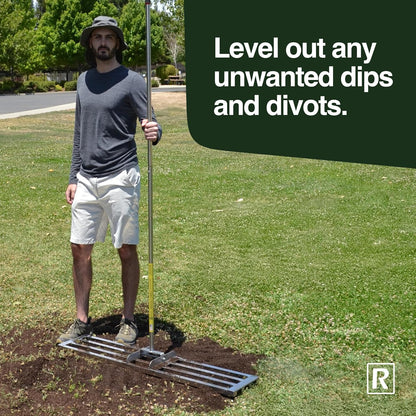 Rocklin™ Lawn Leveling Rake | Levelawn Tool | Level Soil or Dirt Ground Surfaces Easily | 48” x 10”