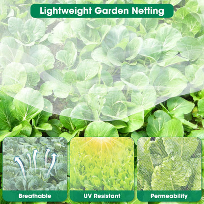 Unves 2 Pack 10x33 FT Garden Netting, Mosquito Net for Garden Protection