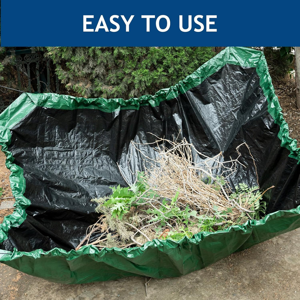 2 Pcs Leaf Tarp 9x9 Feet, Lawn Garden Leaf Tarp with 4 Drawstrings, Reusable Waterproof Poly Tarp