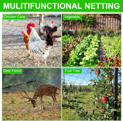 Windyun 2 Pcs Bird Netting 50' x 100' Bird Net Chicken Coop 2.4" Mesh Heavy Duty Deer Fence Aviary