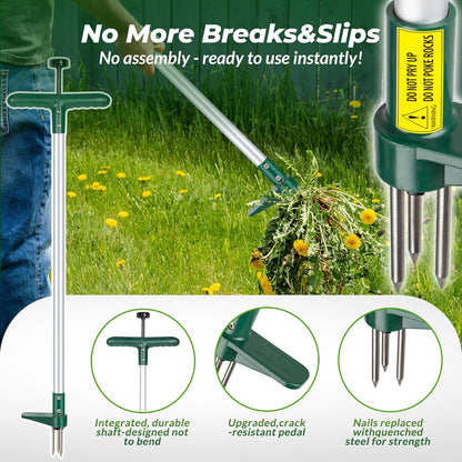 Walensee Weed Puller, Stand Up Weeder Hand Tool, Long Handle Garden Weeding Tool with 3 Claws, Hand