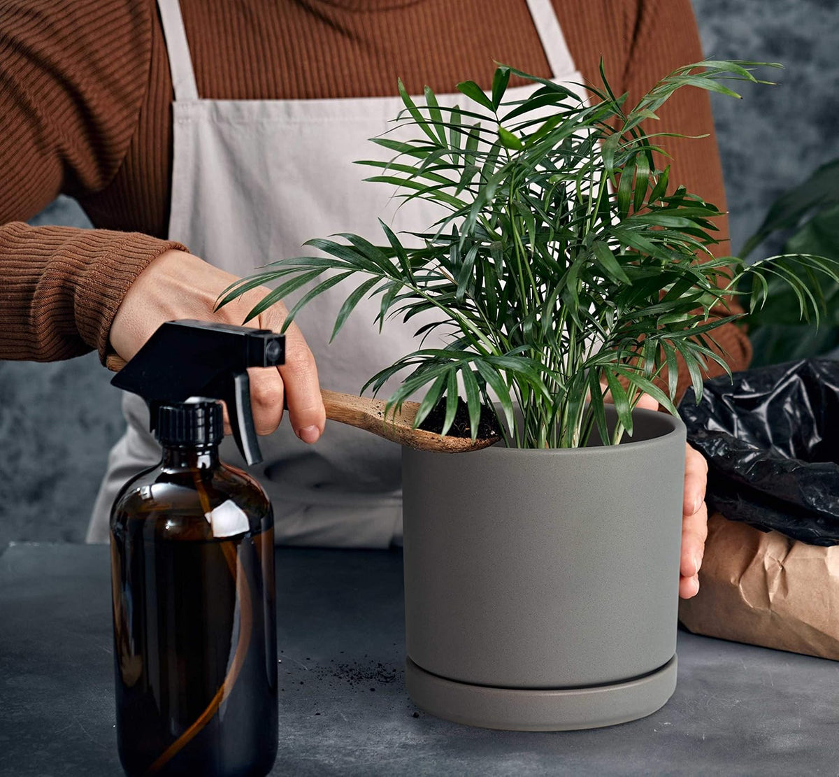 D'vine Dev Set of 2 Plants Pots, 6 Inch Ceramic Planter Pot for Plants with Drainage Hole and